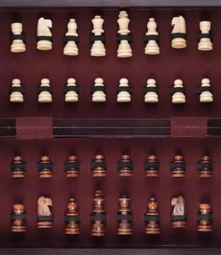 Chessmen in the box Stock Photos