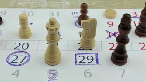 Chessmen on the calendar Stock Footage 82011357