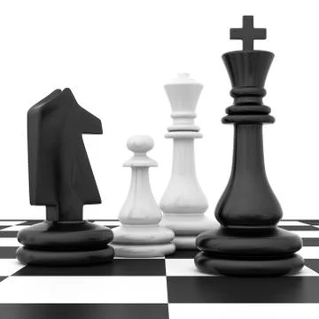 Chessmen stand on chessboard Stock Illustration