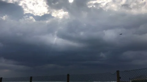 Chessna plane flying on a cloudy sky in Larnaca Video stock 98149843