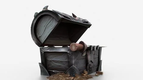 Chest with bat decorations on white background Stock Illustration