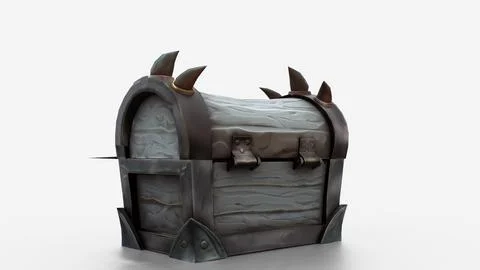Chest with bat decorations on white background Stock Illustration