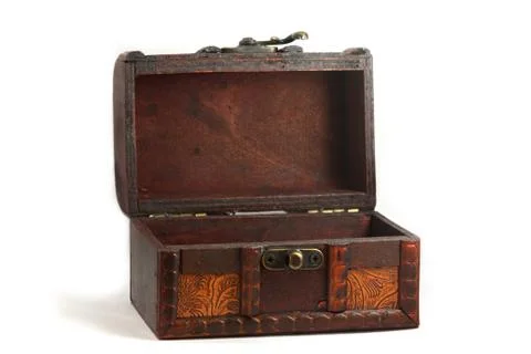 Chest box isolated on white Stock Photos
