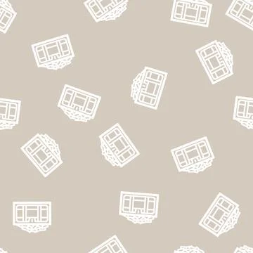 Chest with coins line vector seamless pattern イラスト素材