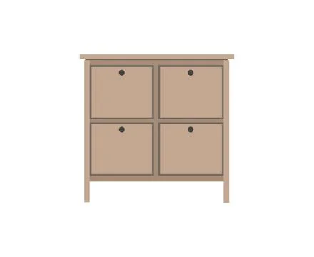 Chest of drawers, bedside table set vector. Wooden textures. Cartoon house Stock Illustration