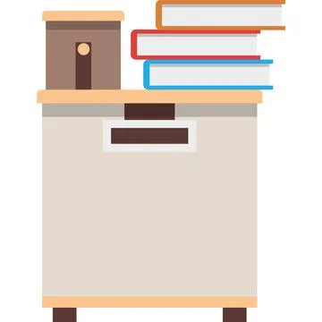 Chest of drawers office book stack vector icon Stock Illustration