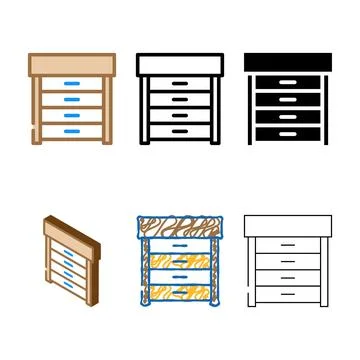 Chest of drawers top edition view color icon vector Stock Illustration