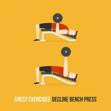 Chest Exercises. Decline Bench Press. Stock Illustration