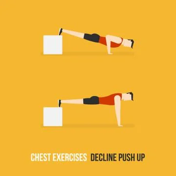 Chest Exercises. Decline Push Up Stock Illustration
