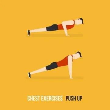 Chest Exercises. Push Up. Stock-Illustration