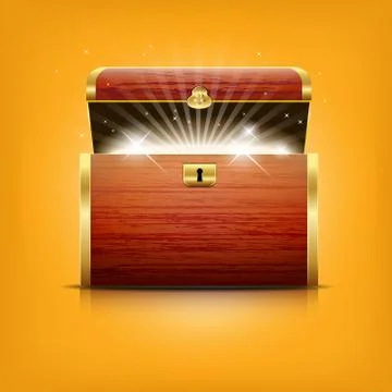 Chest with glowing treasure Stock Illustration