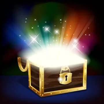Chest with glowing treasure Stock Illustration