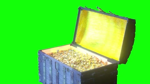 Chest of gold opens 3D render Stock Footage 132792595