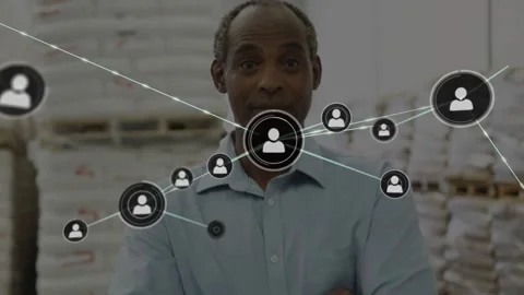 Chest node popping causing worker relaxing  and  smiling user icons growing over 스톡 동영상 330143009