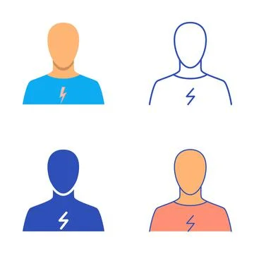 Chest pain icon set in flat and line style Stock Illustration