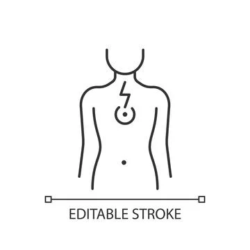 Chest pain linear icon 스톡 일러스트