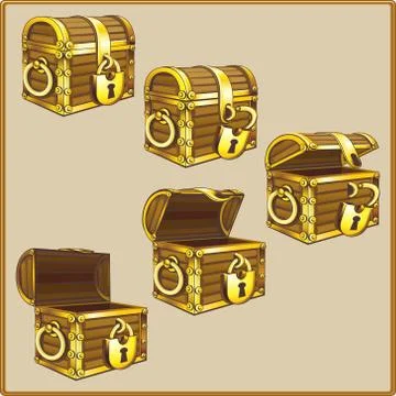 Chest set for game interface Stock Illustration