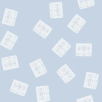 Chest with treasure line vector seamless pattern Stock Illustration