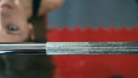 Chest workout with barbell Stock Footage 94590575