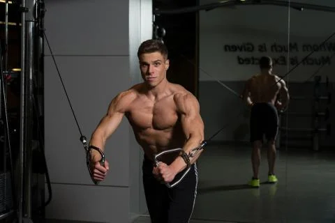 Chest Workout Cable Crossover Stock Photos