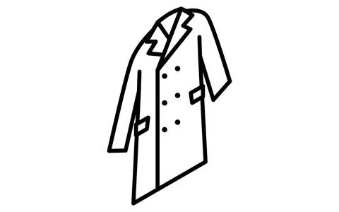 Chester coat, Clothes simple isometric line drawing icon in black and white Stock Illustration