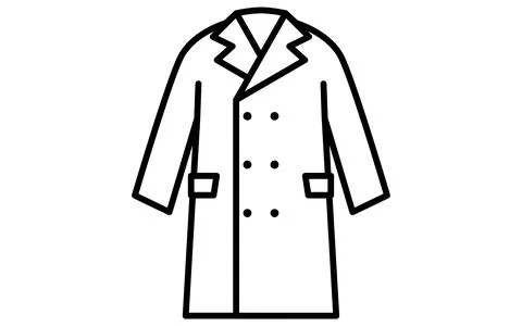 Chester coat, Clothes simple line drawing icon in black and white Stock Illustration