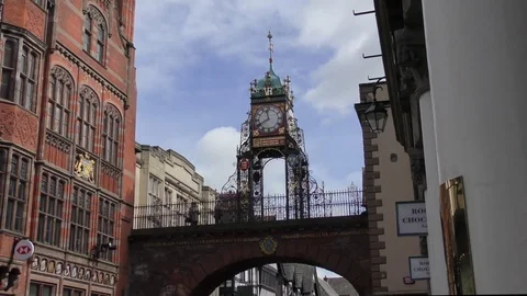 Chester Eastgate Victorian clock Stock Footage