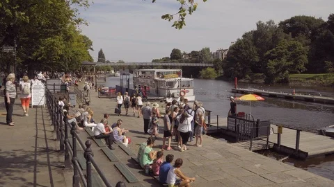 Chester &amp; River Dee In Summer. 4K Stock Footage 107337059
