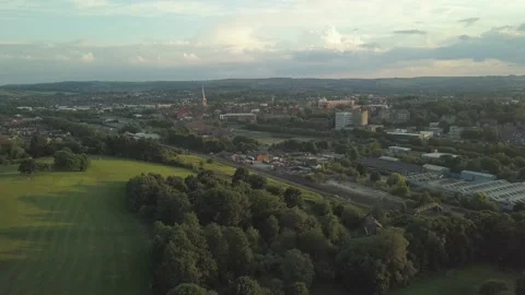 Chesterfield from Tapton, Chesterfield, Derbyshire, England Stock Footage