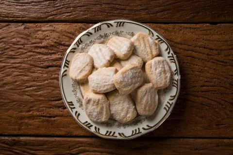Chestnut biscuit on the table Stock Photos