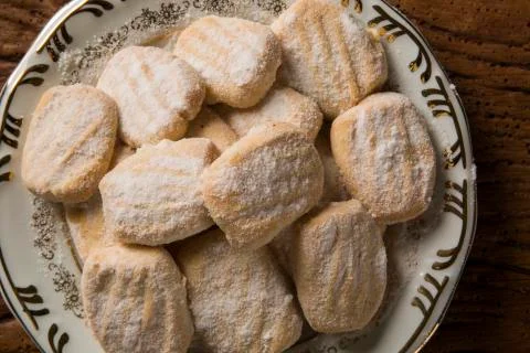 Chestnut biscuit on the table Foto stock
