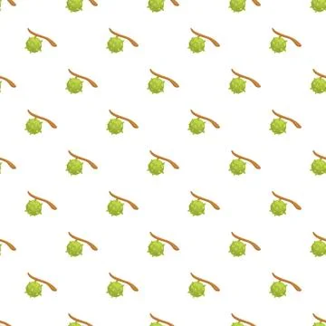 Chestnut burr seamless pattern on white background Stock Illustration