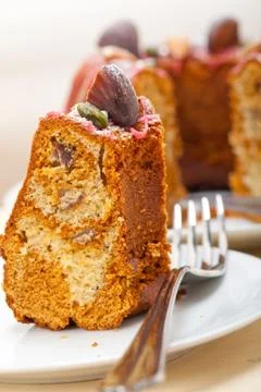 Chestnut cake bread dessert Stock Photos