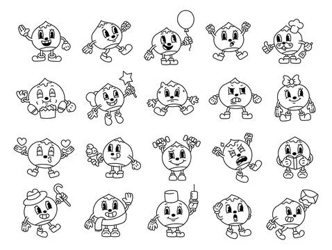 Chestnut character set with different emotions Illustrazione stock