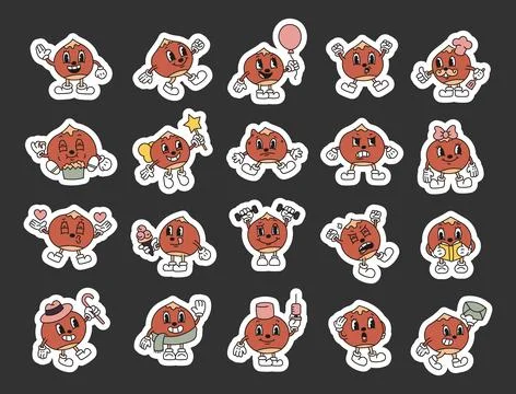 Chestnut character set with different emotions Stock Illustration