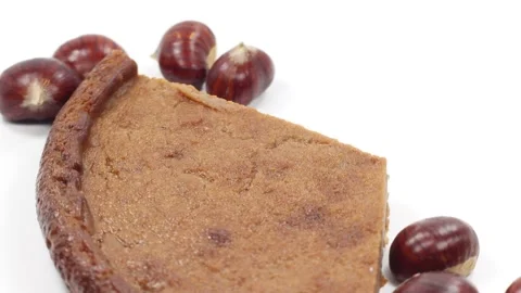 Chestnut flour cake with fruit Stock Footage 141075673
