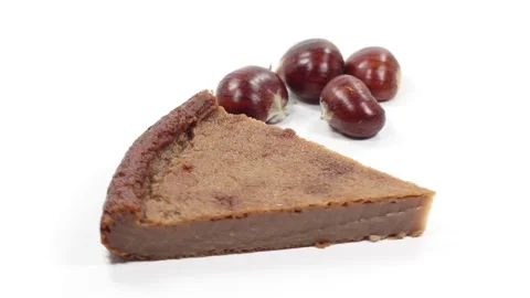 Chestnut flour cake with fruit Stock Footage 141076024