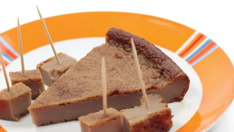 Chestnut flour cake with fruit Stock Footage 141076224