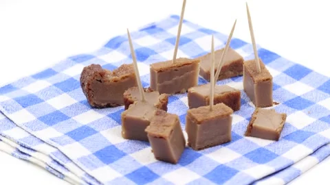 Chestnut flour cake with fruit Stock Footage 141076554