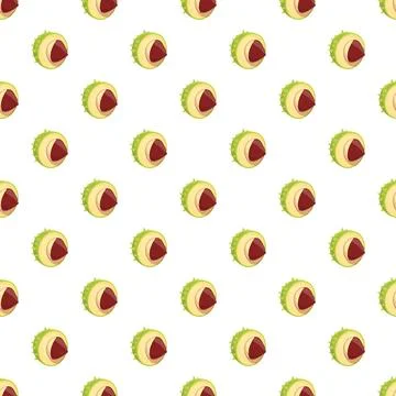 Chestnut fruit pattern illustrating autumn harvesting nuts Stock Illustration