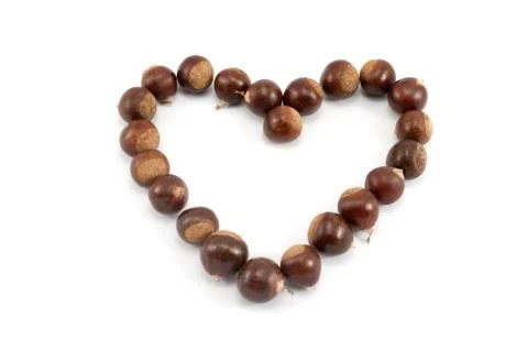 Chestnut heart shape Stock Photos