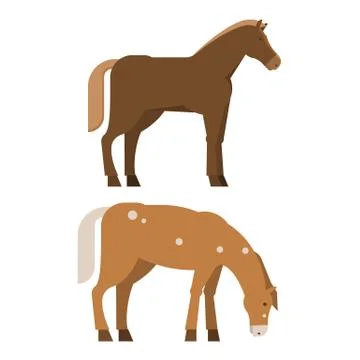 Chestnut Horses in Different Poses Illustrazione stock