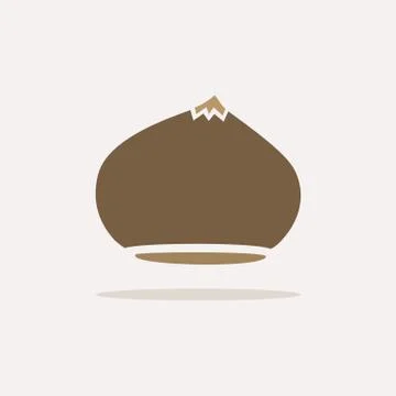 Chestnut. Icon with shadow on a beige background. Autumn vector illustration Stock Illustration