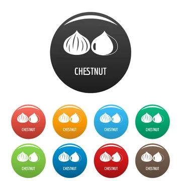 Chestnut icons set color Stock Illustration