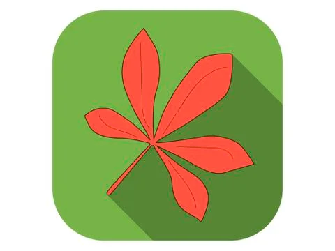 Chestnut leaf flat icon with long shadow. Autumn leaf. Vector illustration Illustrazione stock