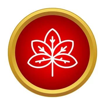 Chestnut leaf icon in red circle with gold border Stock Illustration