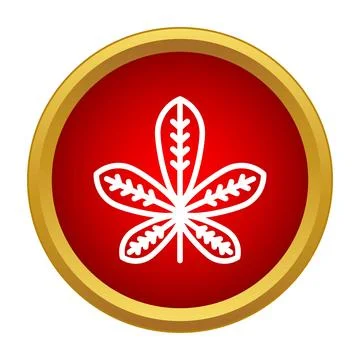 Chestnut leaf outline icon in red circle Illustrazione stock