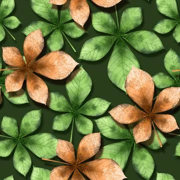 Chestnut leaves seamless background Stock Illustration