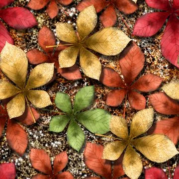 Chestnut leaves seamless background Stock Illustration