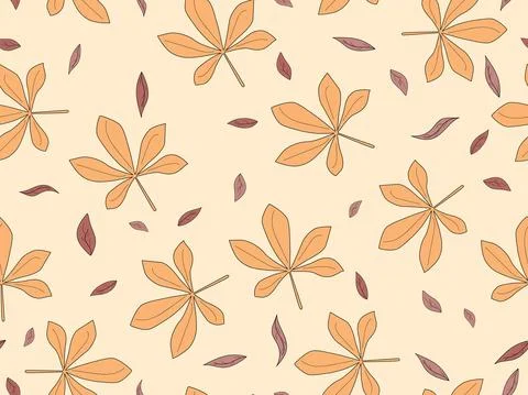 Chestnut leaves seamless pattern. Falling autumn leaves. Design for wrapping Illustrazione stock